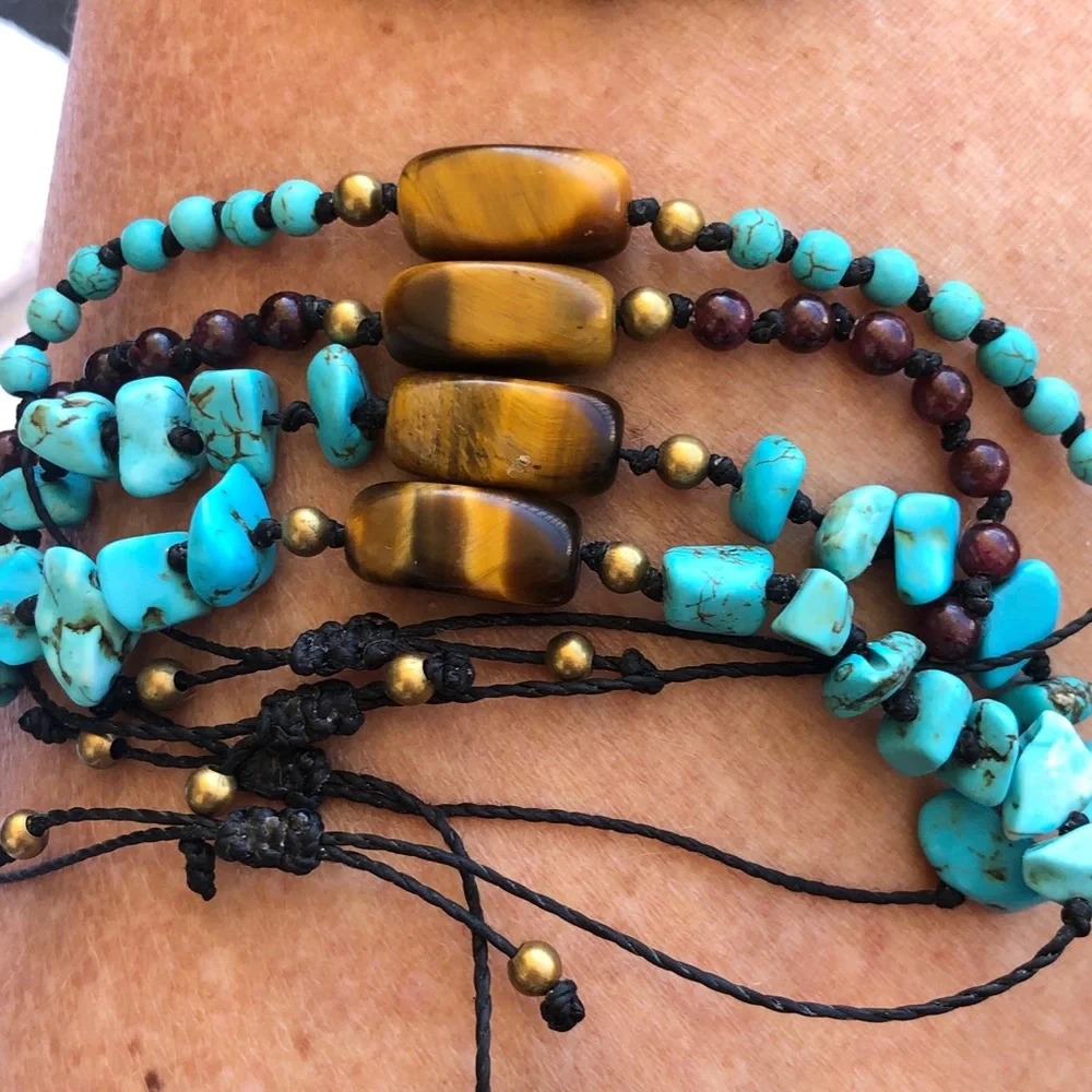 NEW Boho Bracelet Semiprecious Stones Handmade Tulum Beach Artisans - Picture 1 of 5